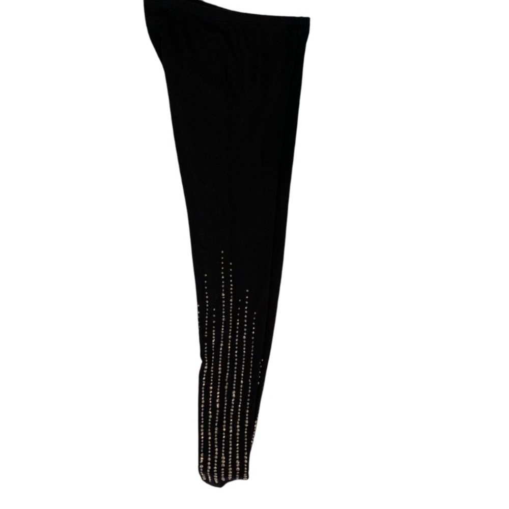 VOCAL APPAREL Black Leggings Rhinestone Stripes Smoky Quarts Look Women’s Small - Picture 5 of 14